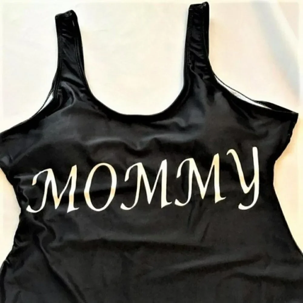 New Mommy Letter Print One-Piece Swimsuit